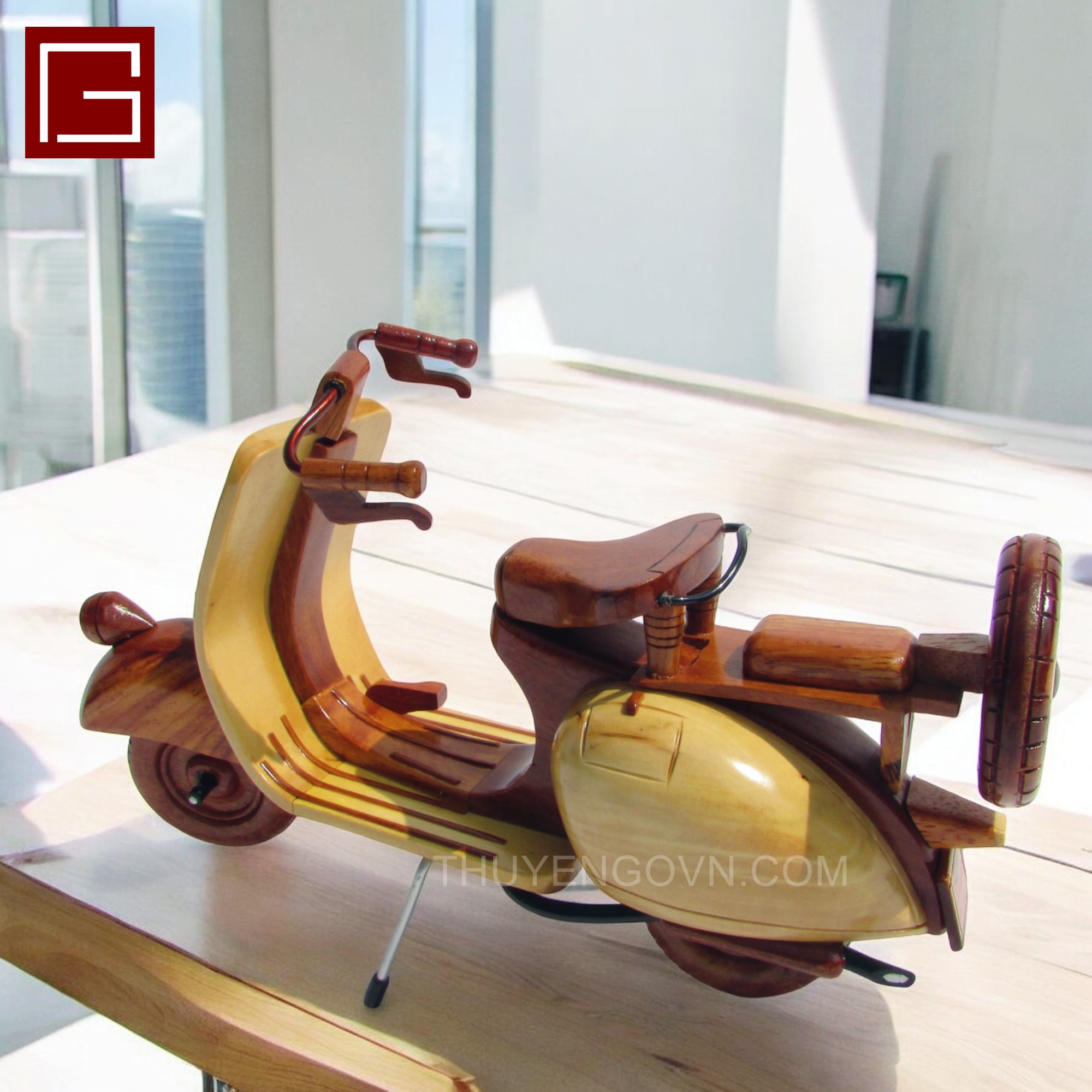 Mô hình xe máy VESPA gỗ tràm, mô hình trang trí, decor phòng học, bàn làm việc, hàng chính hãng chất lượng cao