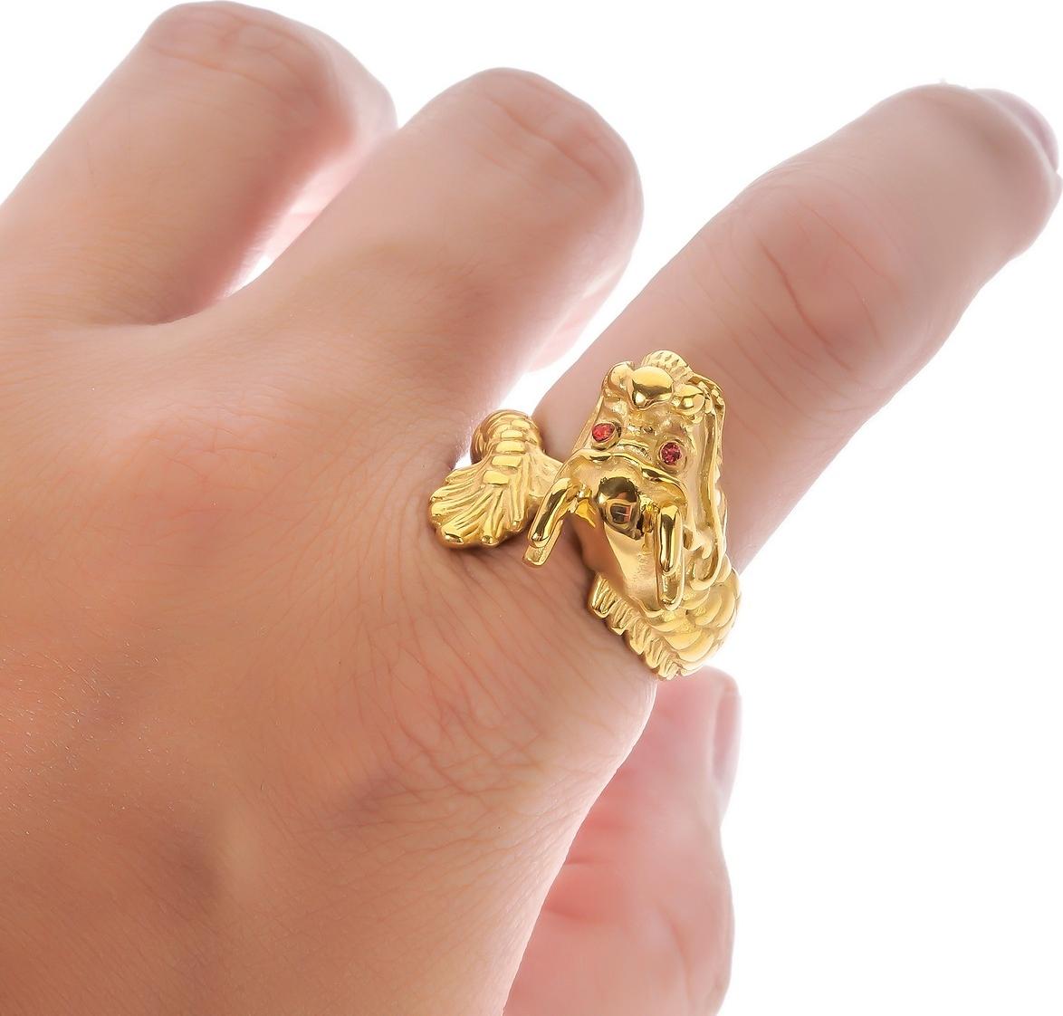 Nhẫn Rồng Mạ Vàng 18K Mẫu 08 - Tặng Kèm Hộp Trang Sức