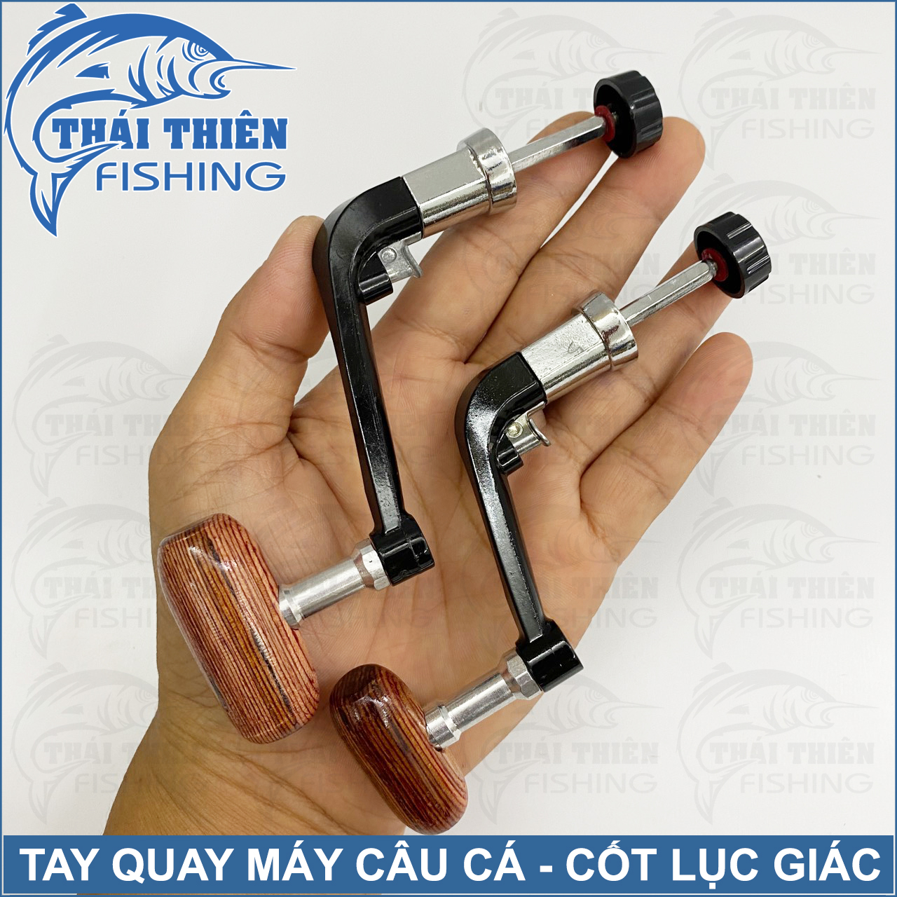 Tay Quay Máy Câu Cá Nhựa Núm Gỗ Gập Gọn Cốt Lục Giác Nhỏ