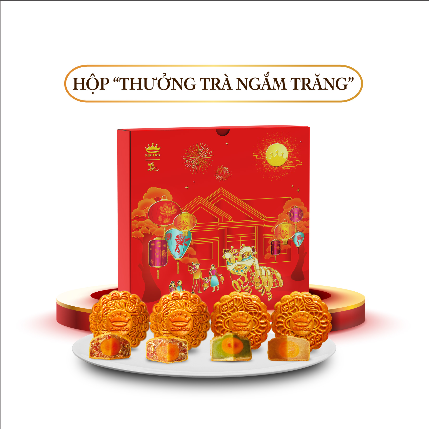 Hộp 4 bánh trung thu Kinh Đô &quot;Thưởng Trà Ngắm Trăng&quot;