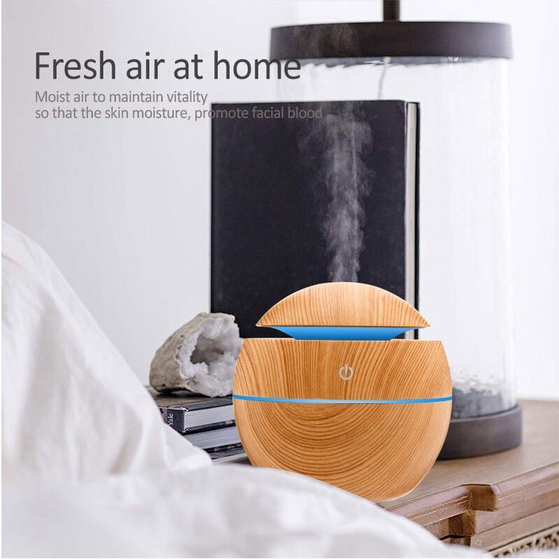 130ml USB Aroma Essential Oil Diffuser Ultrasonic Mist Humidifier Air Purifier 7 Color Change LED Night Light for Office Home