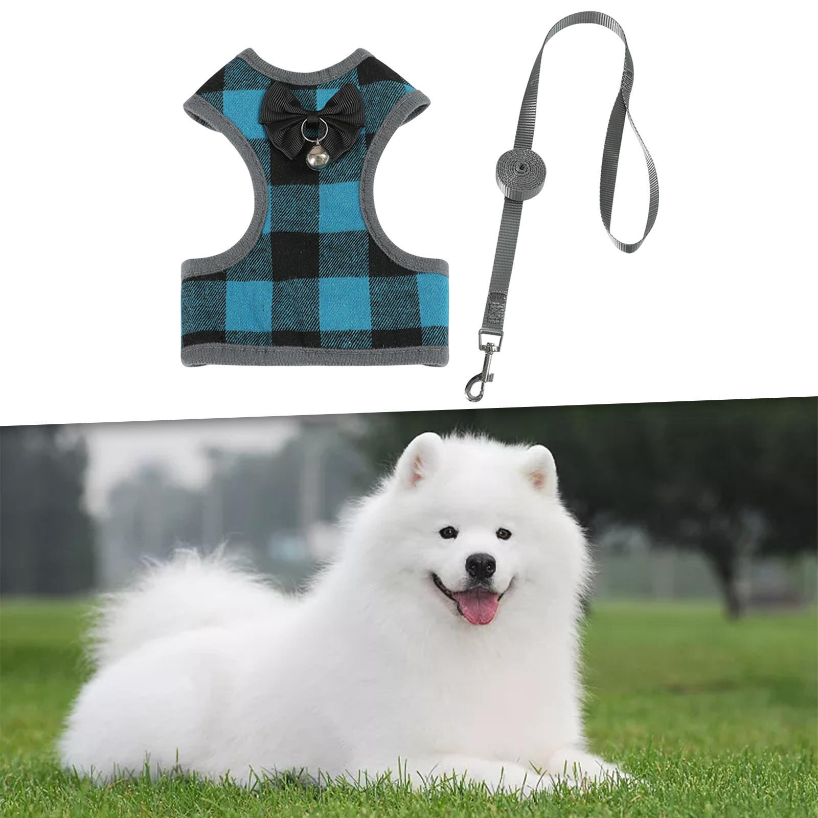 Dog Harness and Leash Set Harness Vest with Bowtie Bell Wearable Accessories