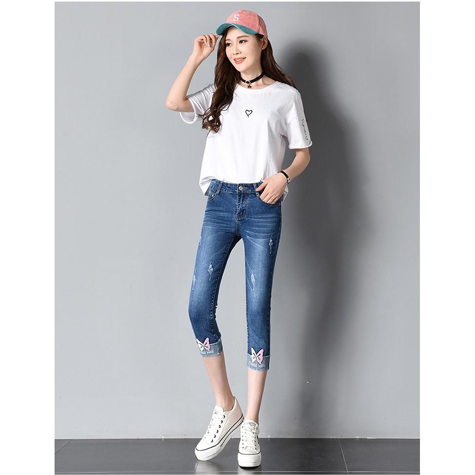 Quần jean lửng nữ | Quần 7 tấc nữ | Quần bò lửng || QL010