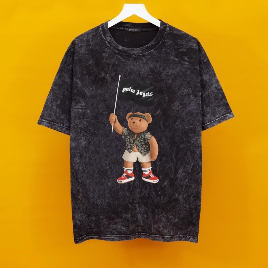 Áo thun loang đen PLAM ANGELS tay lỡ nam nữ chất liệu 100% cotton cao cấp dáng unisex