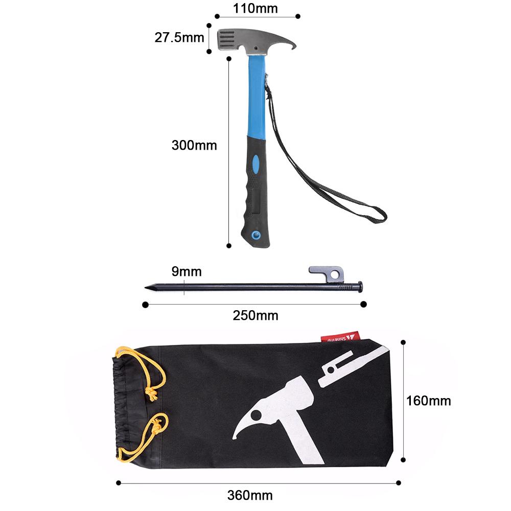 Bộ phụ kiện dựng lều gồm búa và 8 chiếc cọc lều bằng sắt