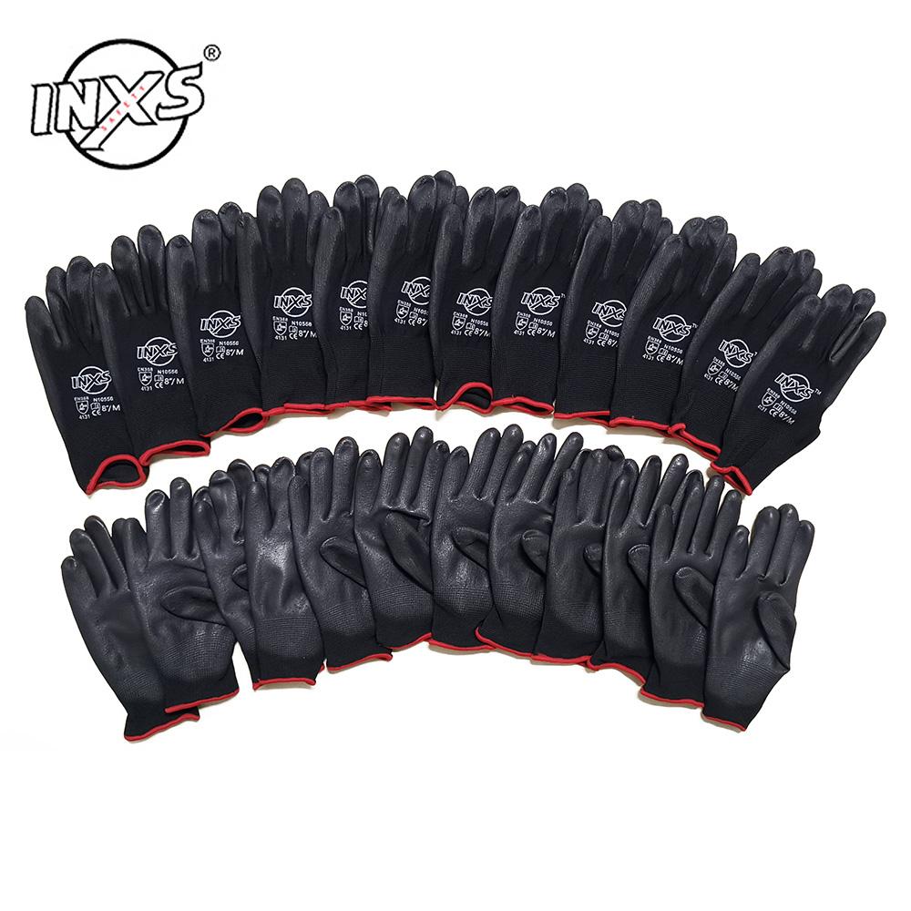 12 Đôi Polyester Nylon Phủ PU Găng Tay Bảo Hộ Lao Động Cho Thợ Xây Câu Cá Làm Vườn Găng Tay Chống Trơn Trượt