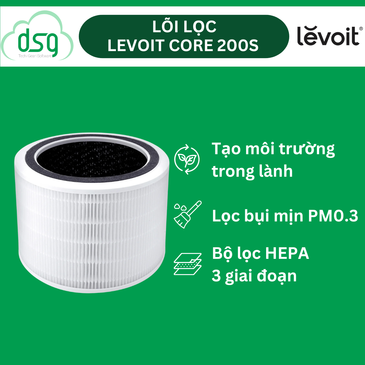 Lõi Lọc Diệt Khuẩn Levoit Core 200S - Hàng Chính Hãng