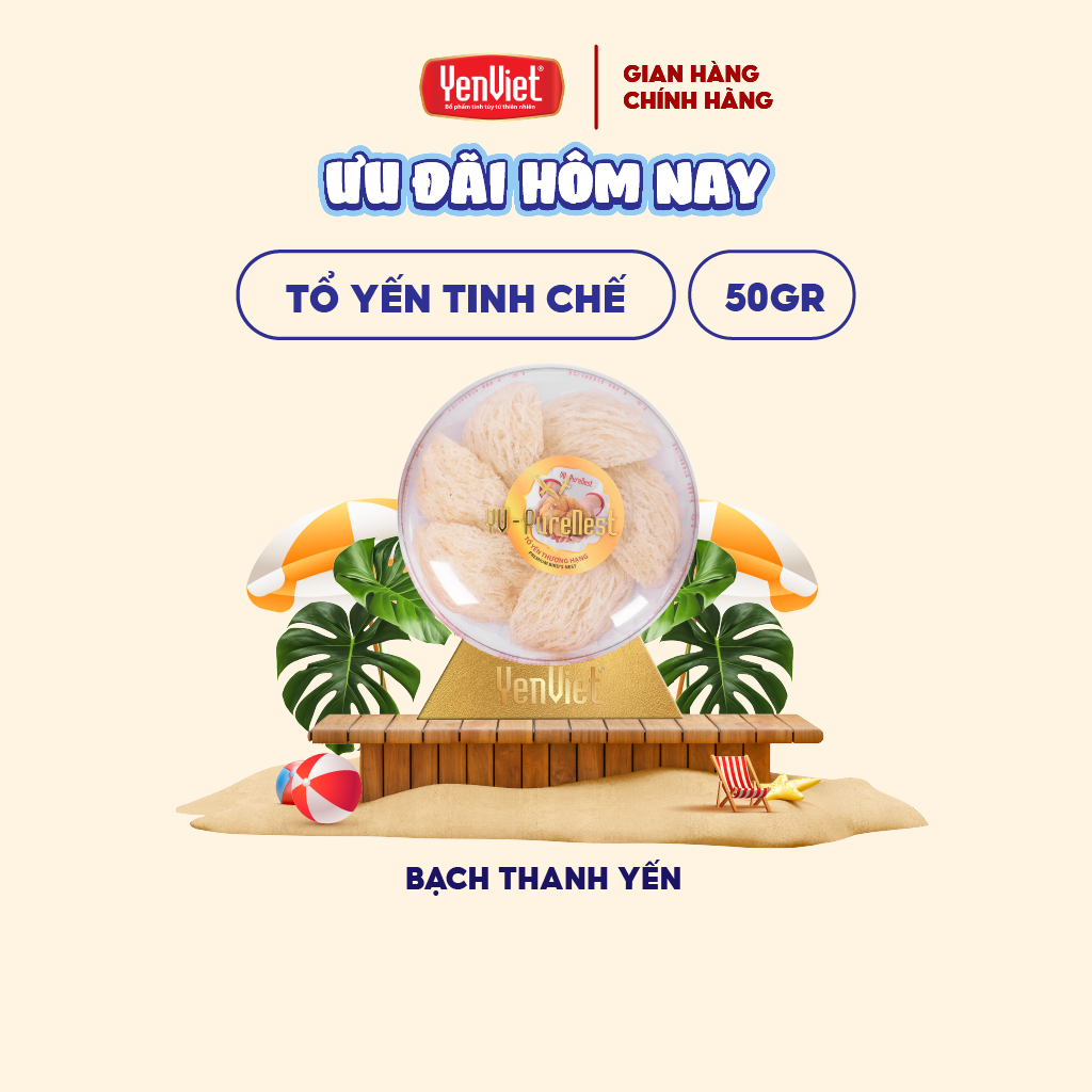 Hộp 50g tổ yến tinh chế Yến Việt thượng hạng, yến sào thiên nhiên, sạch 99%, tỷ lệ sợi 65% - Bạch Thanh Yến