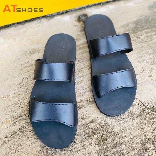 Dép da nam cao cấpDA BÒ THẬTDép sandal nam Hàng Thiết Kế Trẻ Trung Atshoes QN204