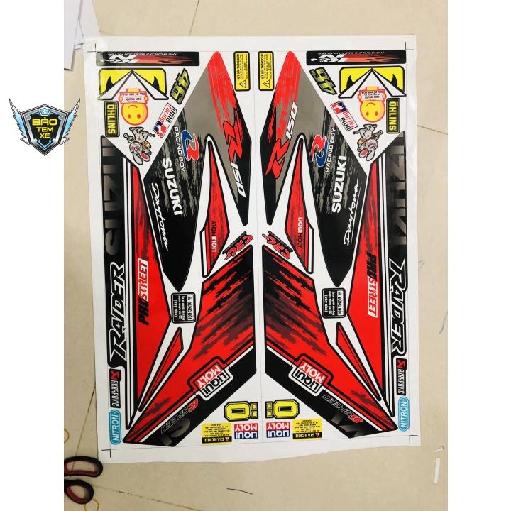 Tem rời dán xe raider fi đỏ đen