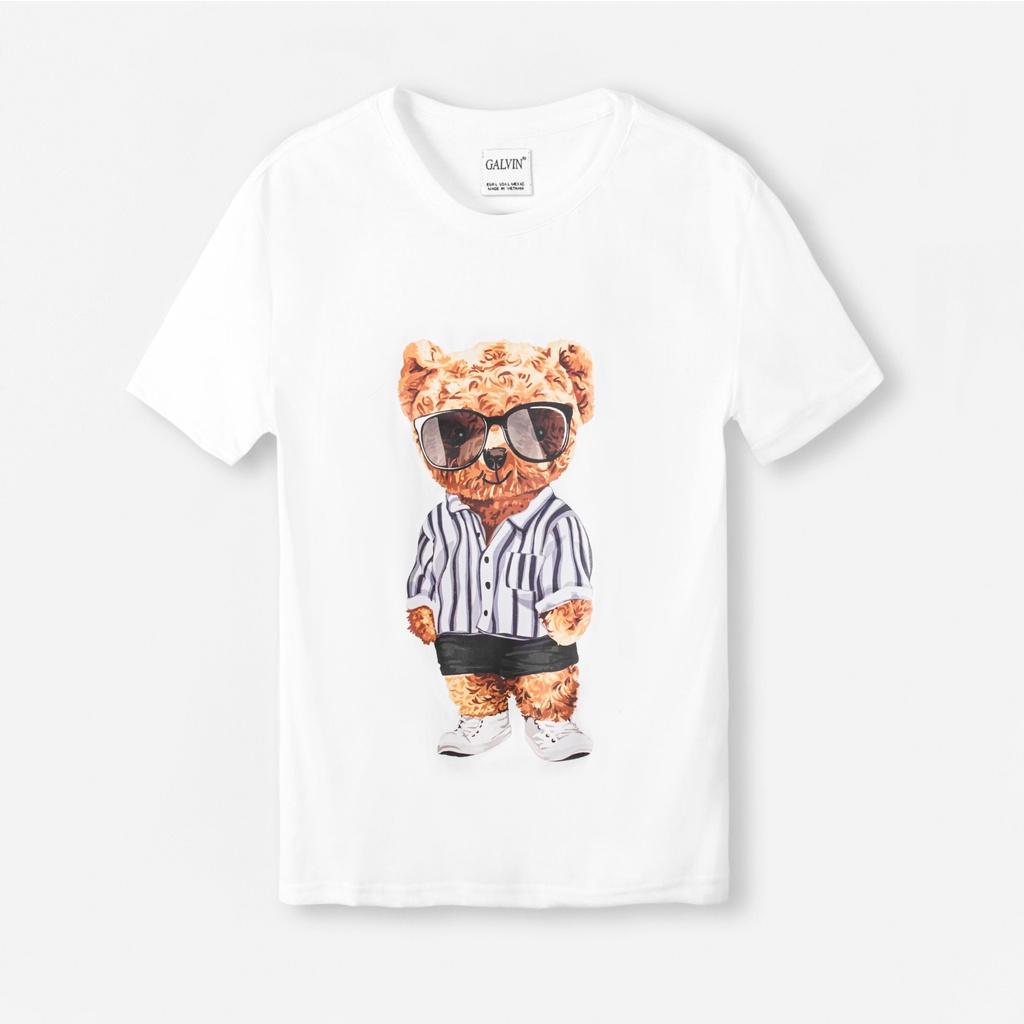 Leo Vatino - Áo thun nam tay ngắn in hình Teddy cổ tròn cotton co giãn form đẹp APLEO01-M6