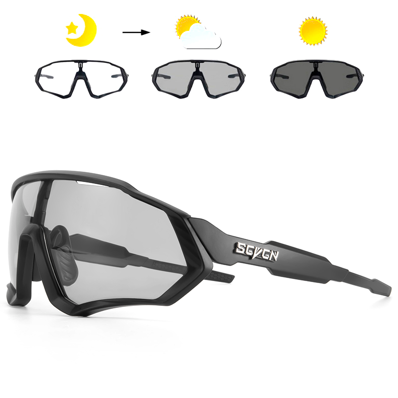 SCVCN Photochromic Kính Mát MTB Kính Đi Xe Đạp Nam Nữ Ngoài Trời Chạy Đi Bộ Đường Dài Kính UV400 An Toàn Xe Đạp Xe Đạp Kính Mắt Color: 08 Lenses Color: Photochromic no box