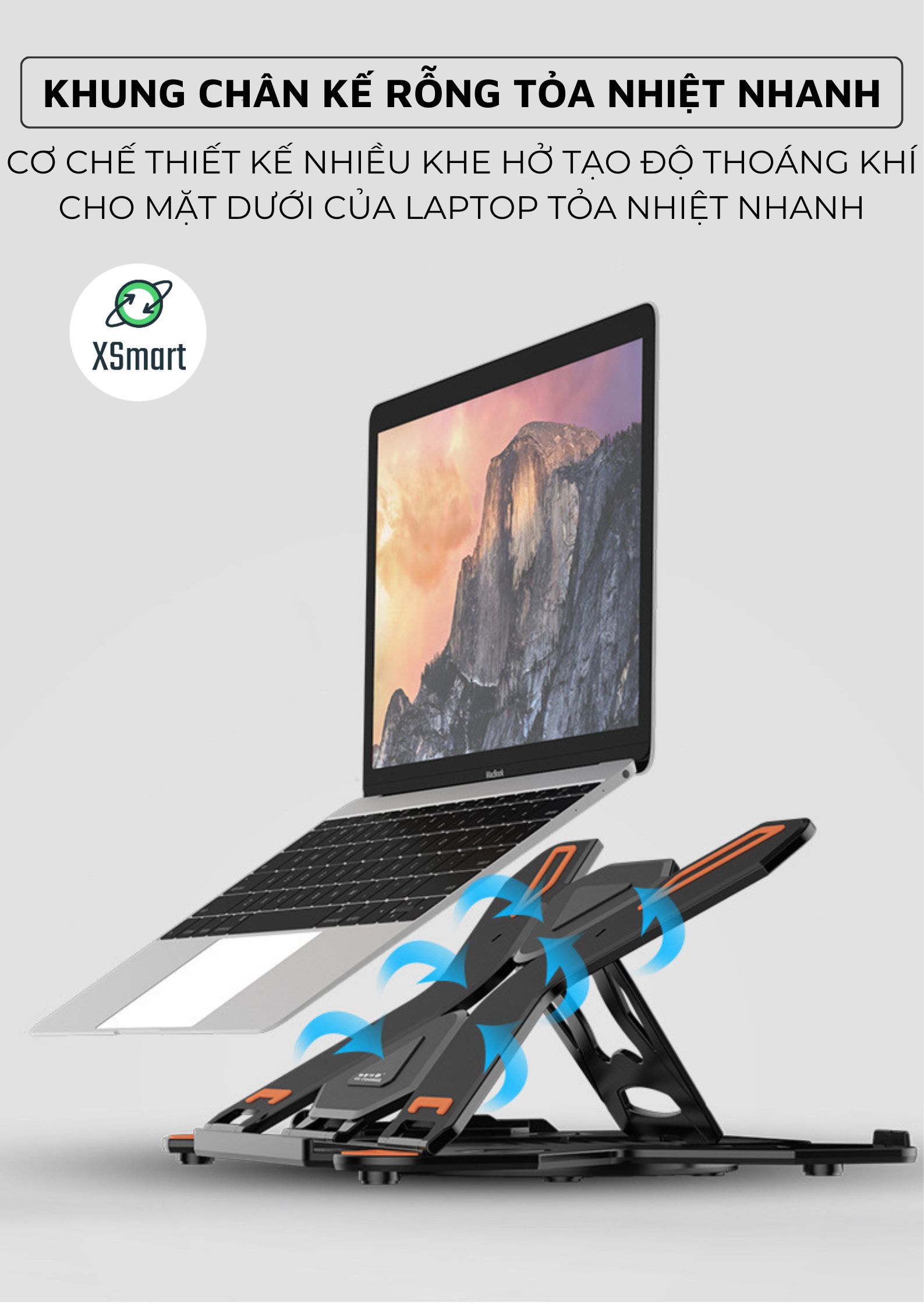 Giá Đỡ Tản Nhiệt laptop, Điện Thoại E5 Có Chân Đế Xoay 360 Độ Điều Chỉnh Góc Nhìn 8 Cấp Độ, Đế Chống Trượt-Hàng Chính Hãng