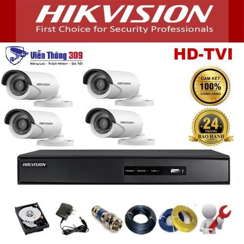 Trọn Bộ Camera 4 Mắt Hikvision 2.0MP Full HD - Hàng Chính Hãng