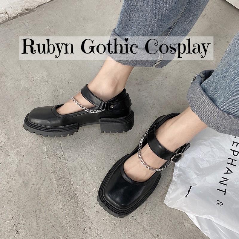 Giày Lolita Gothic mũi vuông phối xích độc lạ ( Size 35 - 40 ) 618