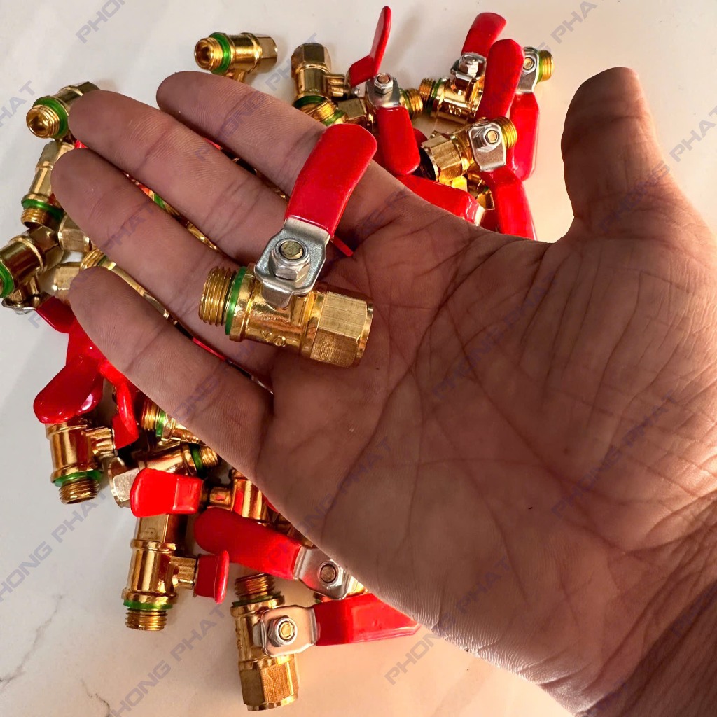 Van Khóa Bi (Van Gạt Khóa) Đồng Dày Ren Trong – Ren Ngoài 13/14mm Dùng Cho Bình Xịt Điện, Máy Phun Xịt