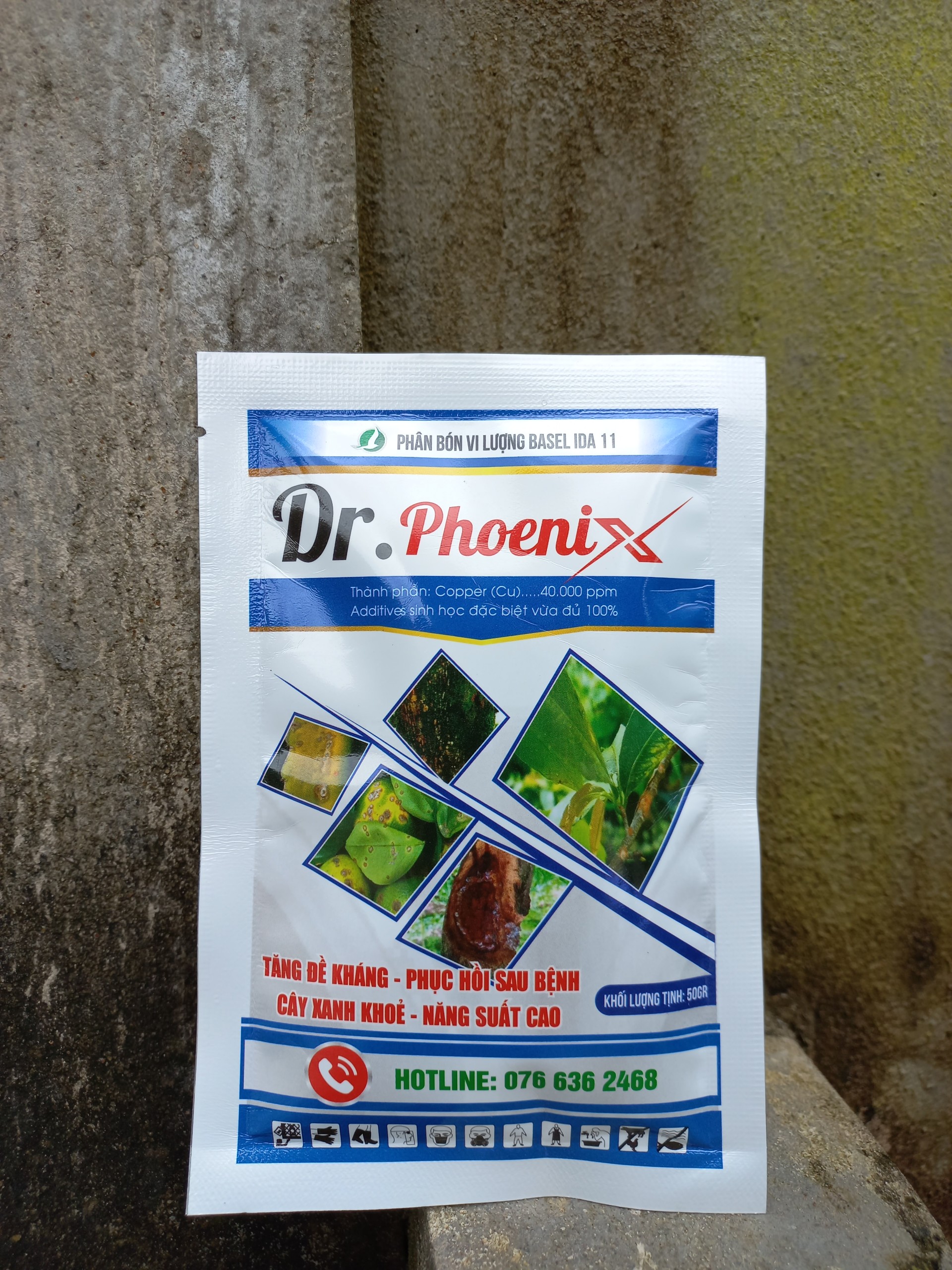 SẢN PHẨM GỐC ĐỒNG - DR.PHOENIX GÓI 50GR - - Phòng trừ nấm khuẩn hiệu quả: bệnh thối gốc, thối nhũn, thối thân, xì mủ, cháy lẻ, ghẻ lá, ghẻ trái,.. trên các loại cây trồng.