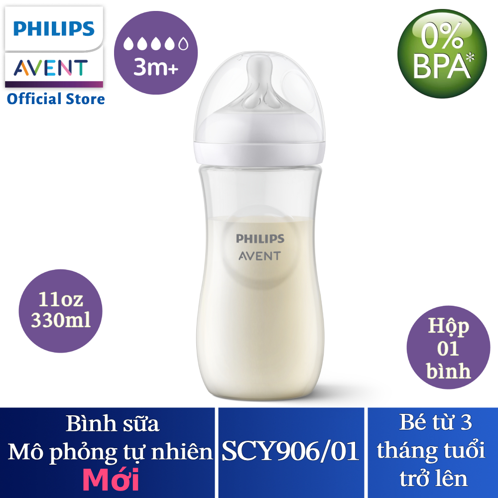 Philips Avent Bình sữa mô phỏng tự nhiên mới - dung tích 330ml cho bé từ 3 tháng SCY906.01 SCY906.02