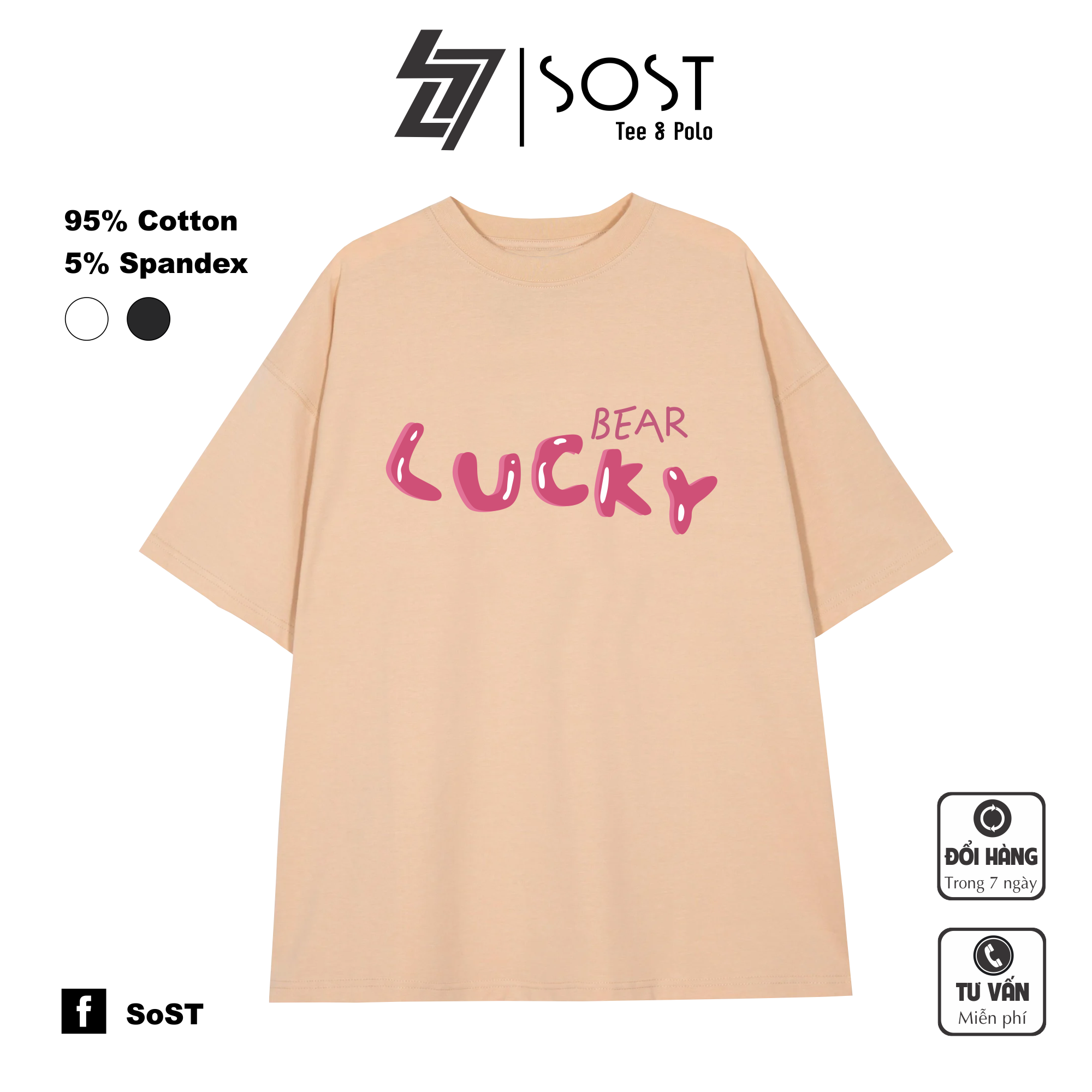 Áo Thun Sost Gấu Dâu Lotso Lucky Unisex Chất Cotton Cao Cấp Thoáng Mát