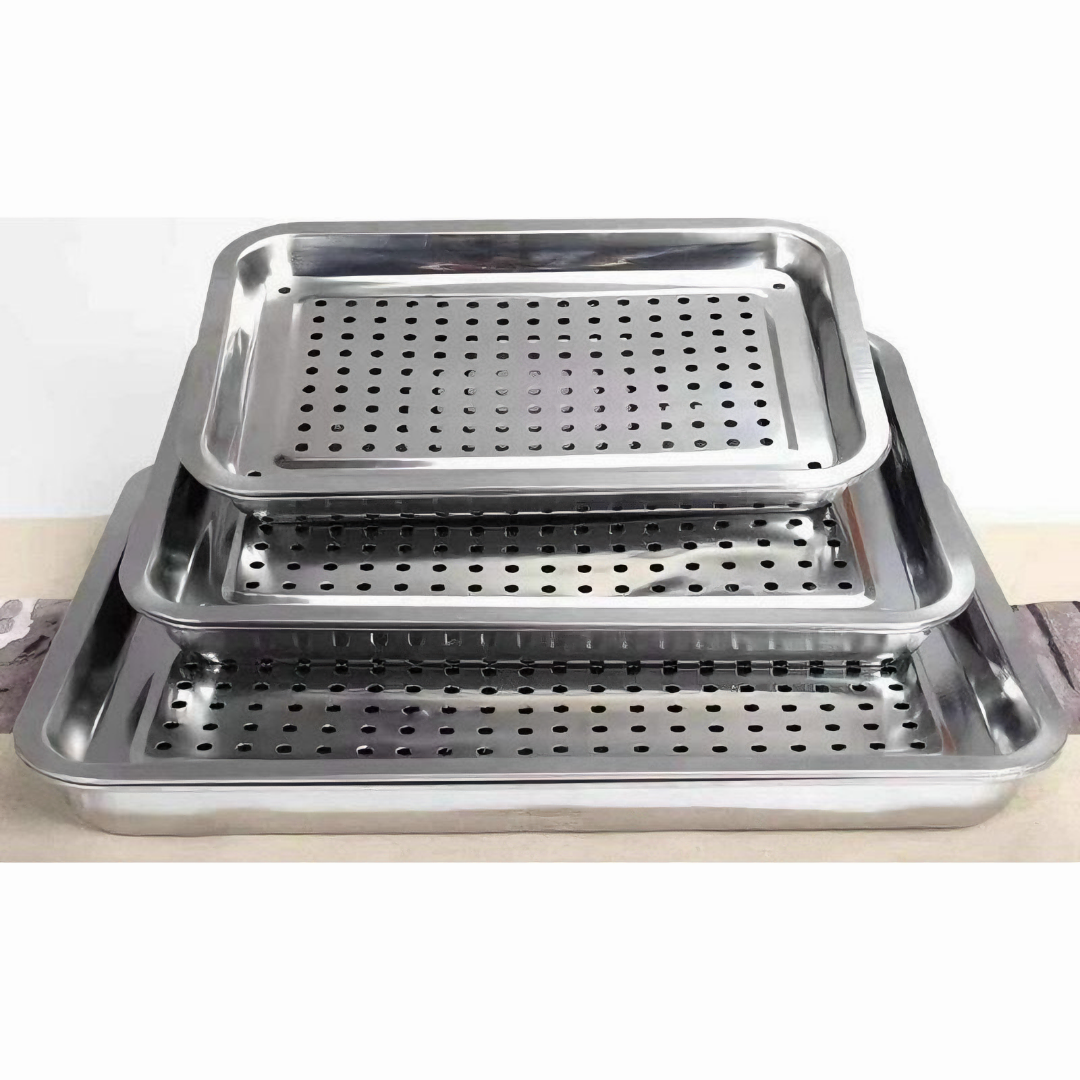 Khay trà KG81 úp ly có lỗ và khay hứng nước inox304 kt 32x22cm - Hàng chính hãng