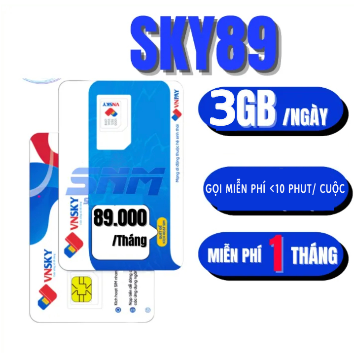 FREESHIP - CHƯA KÍCH HOẠT. Sim VNSKy89C 90GB/ THÁNG 500p gọi nội mạng có sẵn tháng đầu tiên. Hàng chính hãng
