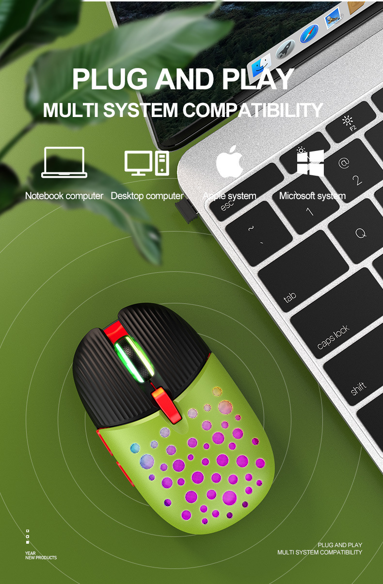 Chuột không dây Wireless 2.4gb pin sạc, có đèn led RGB phát sáng