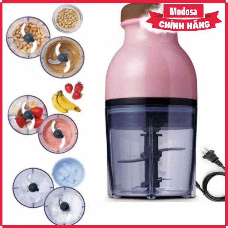 Máy Xay Sinh Tố Mini Modosa 2 Lưỡi Dao Inox 1.2L -Hồng - Hàng Chính Hãng