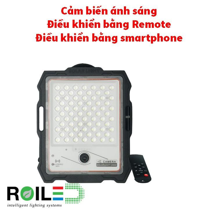 Đèn pha năng lượng mặt trời 200W chính hãng Roiled, đèn siêu sáng kết hợp Camera quan sát CMR-200W