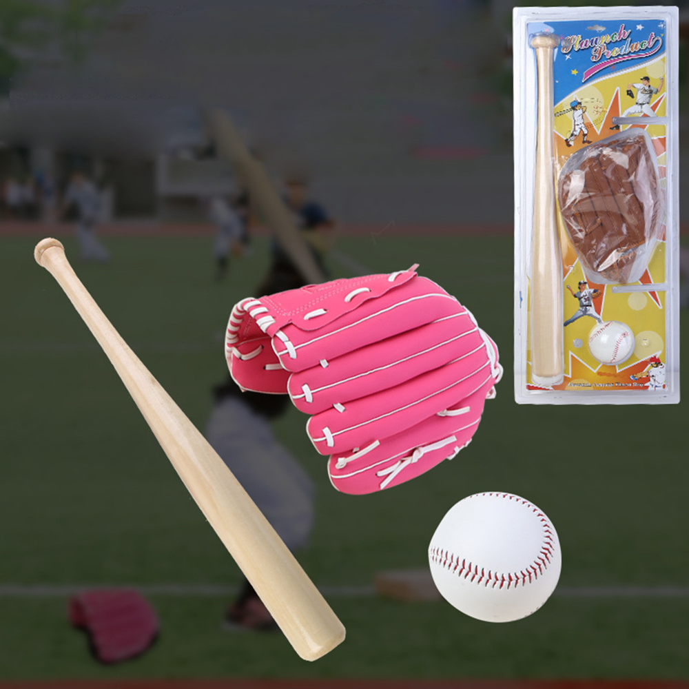 Bộ bóng chày gồm gậy gỗ 24 inch, bóng , găng pvc 10.5 inch