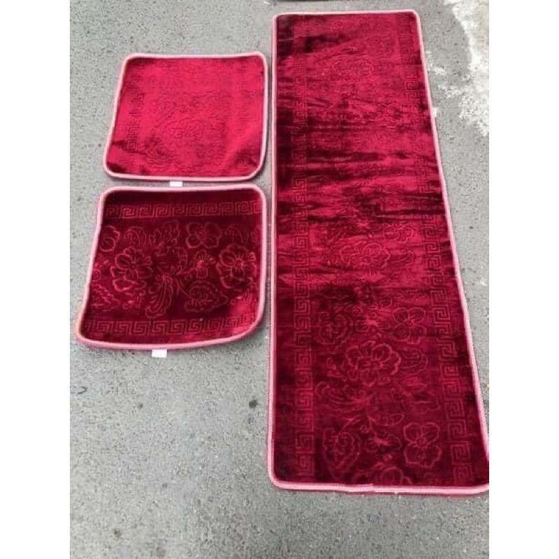 Bộ thảm ghế kép in hoa Hồng bèo nhún