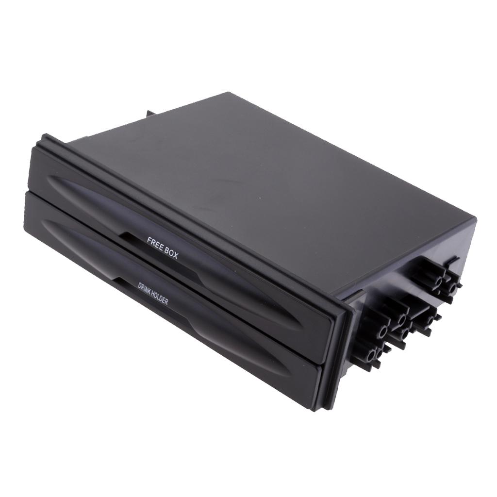 Universal Car/Truck Double Din Radio Pocket Drink-Cup Holder Storage Box