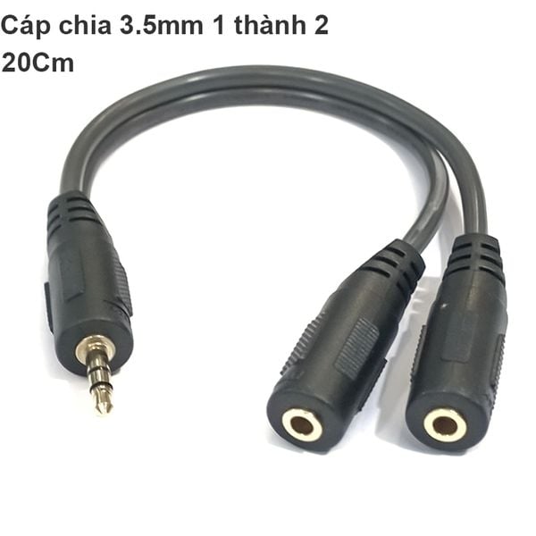 Cáp chia 2 cổng Audio 3.5mm dài 20cm Dtech DT-6236. Hàng chính hãng !!!