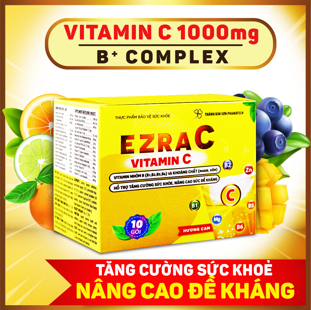 Thực Phẩm Bảo Vệ Sức Khỏe EZRA C - Hỗ trợ nâng cao sức đề kháng , phòng chống dịch Covid  – Thích hợp cho những người hoạt động thể thao