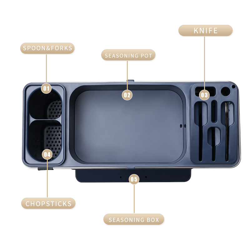 Kệ để gia vị GEV-H02 có khay cắm dao,đũa bằng inox 304 thiết kế hiện đại theo phong cách Châu Âu