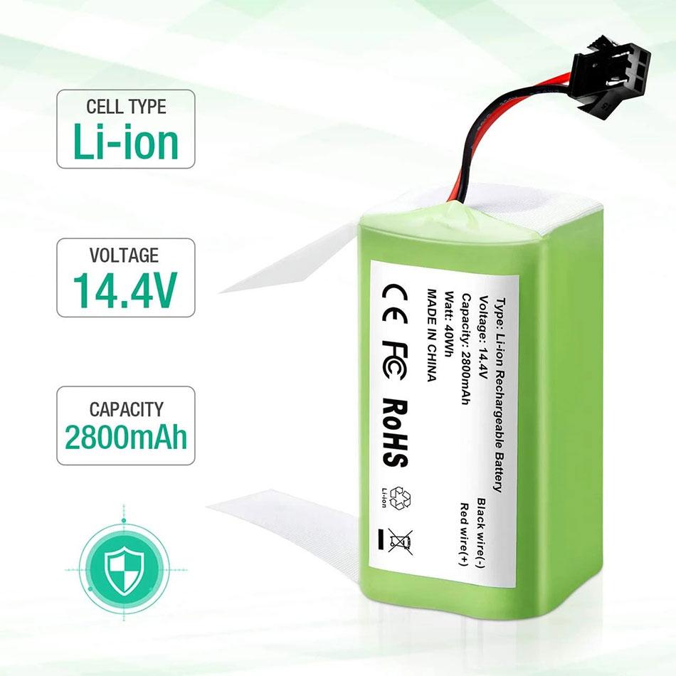 Pin Li-ion 14.4V 6800mAh dành cho Conga 990 1090 Tesvor X500 Ecovacs Deebot N79 N79S DN622 Eufy RoboVac 11 11S RoboVac 30 Màu: 2800mAh