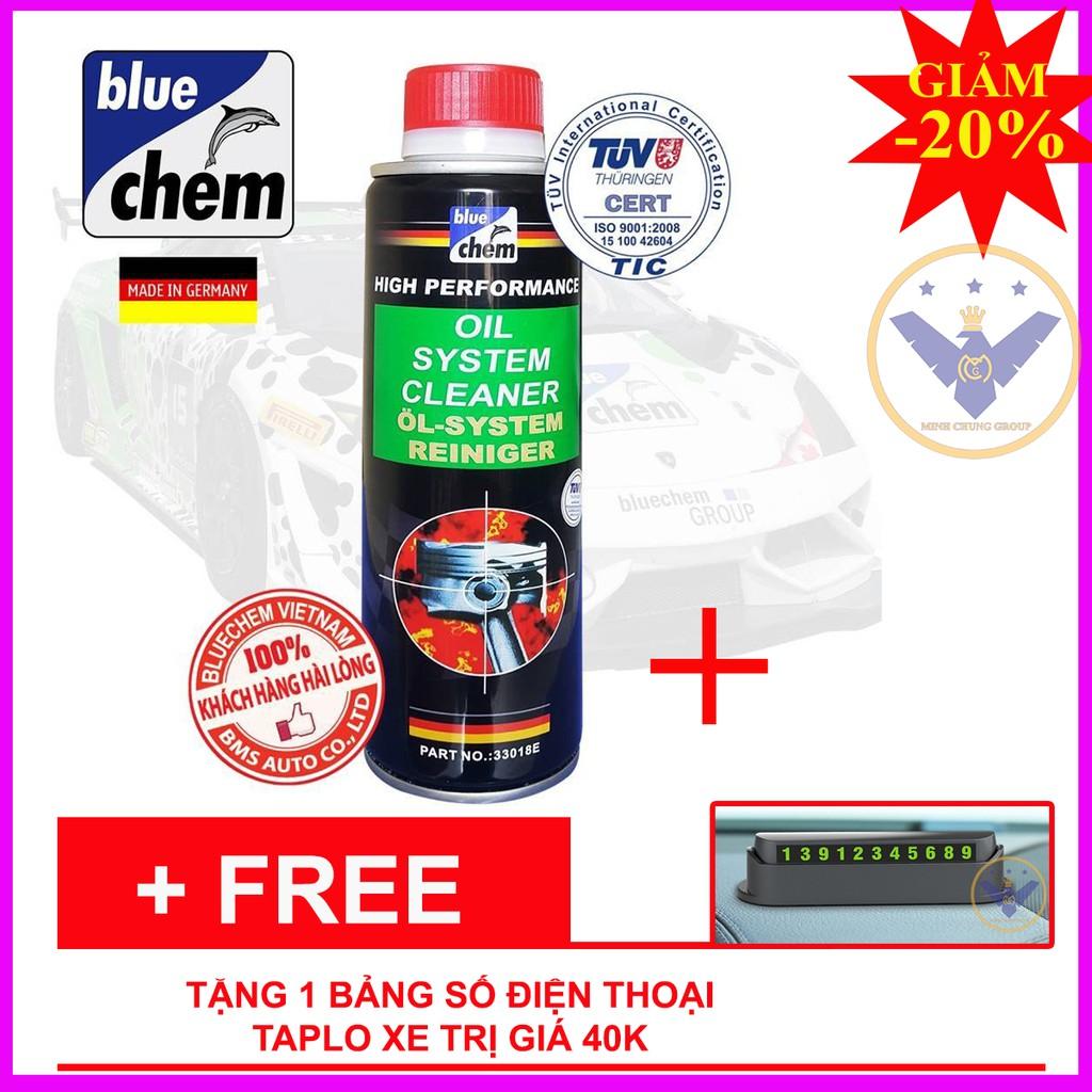 Vệ sinh súc rửa động cơ xe ô tô Bluechem Oil System Cleaner 250ml tặng bảng số điện thoại