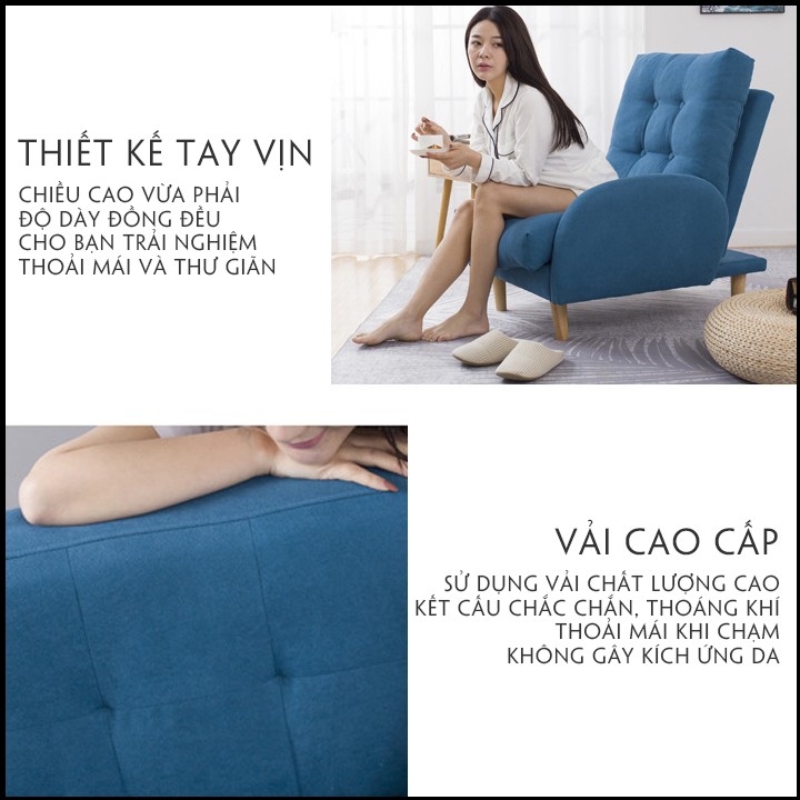 Ghế Sofa Kèm Đôn Cao Cấp, Ghế Sofa Lười Thư Giãn Chất Liệu Vải, Ghế Salon Phong Cách Hàn Quốc