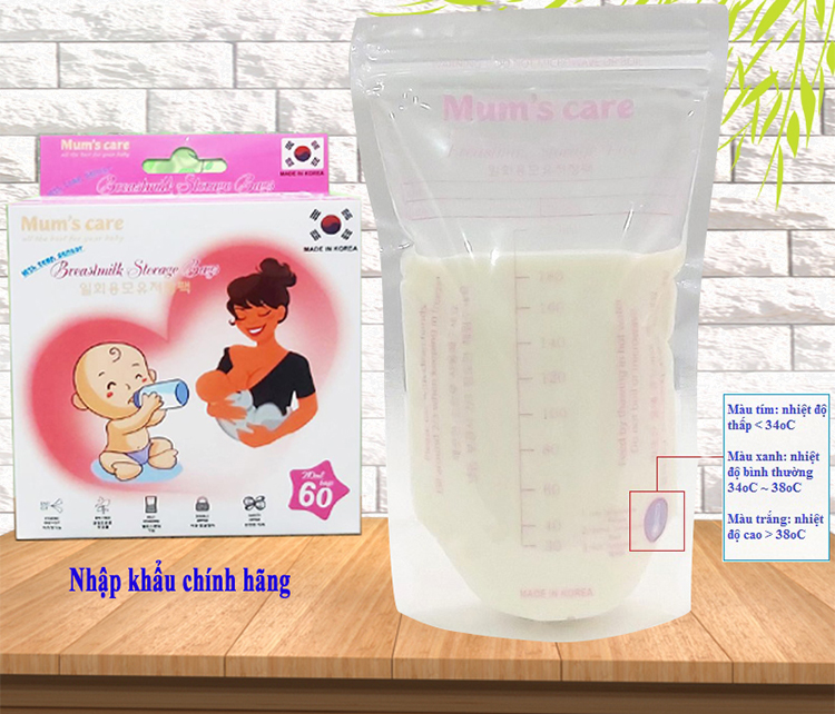 Túi Trữ Sữa Mum's Care Có Cảm Ứng Nhiệt 210ml (60 Túi/Hộp)