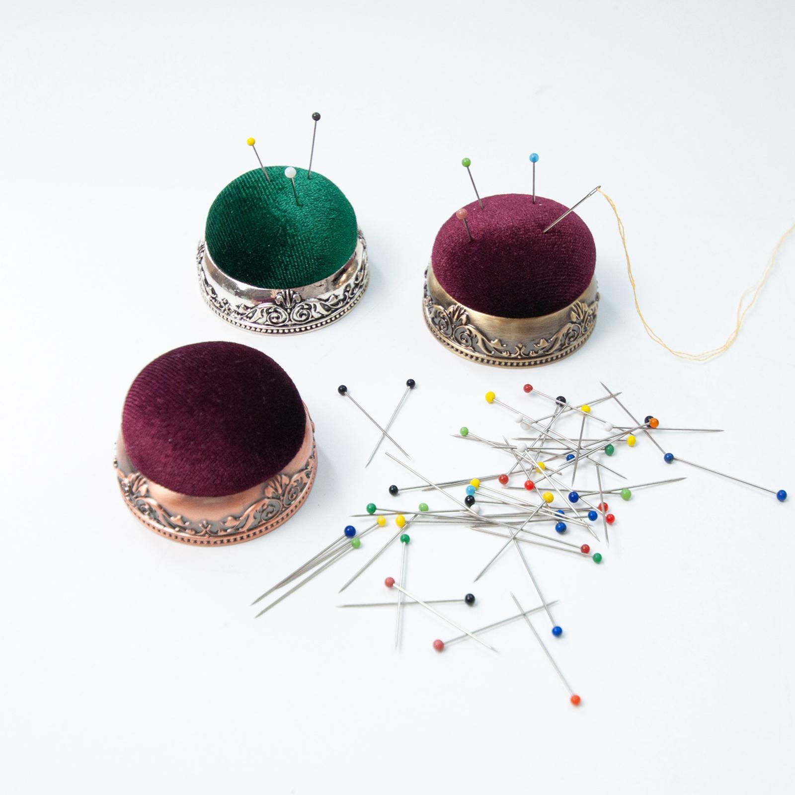Needlework Pin Cushion Sewing Needlework Pin Cushion with Sewing Pins Sewing DIY Handcraft Tool Jewelry Round Pin Cushion Pillow Pin Cushion