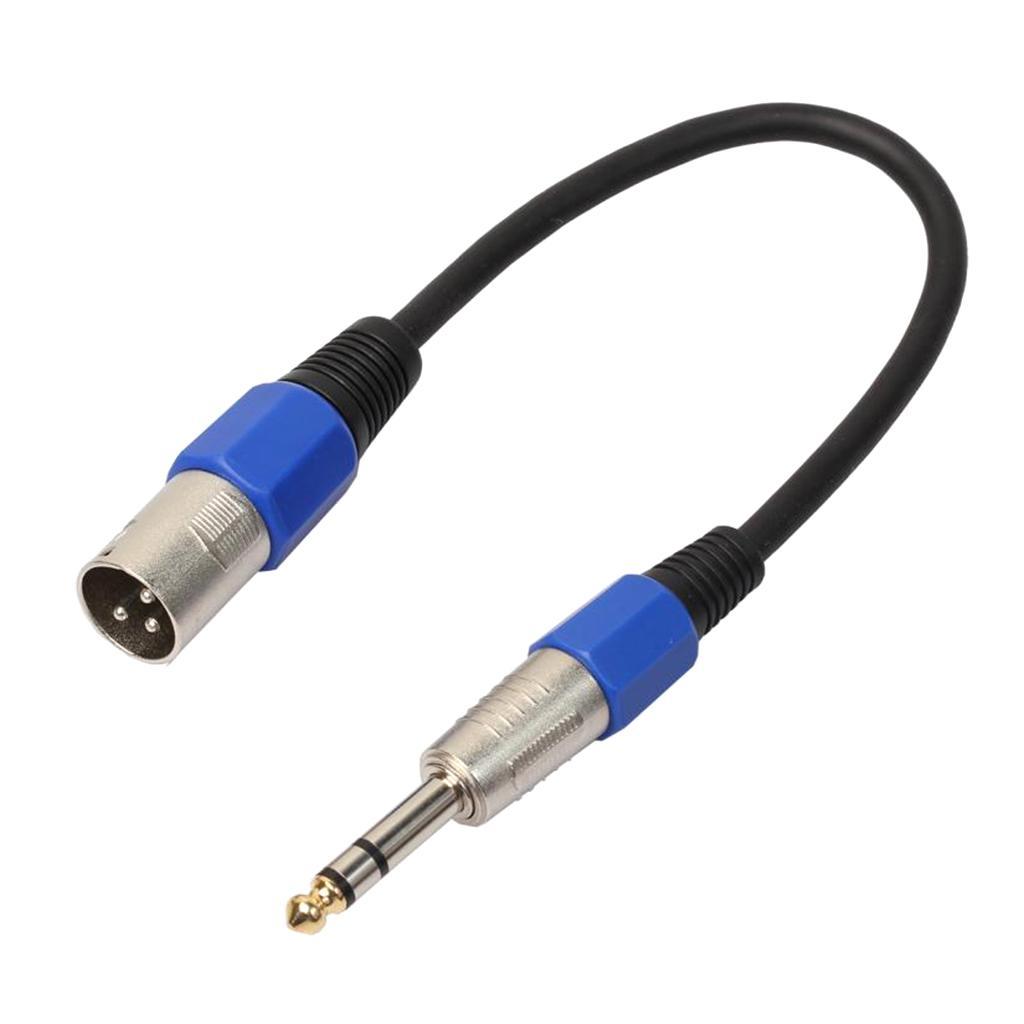3-pin XLR Male to 1/4" 6.35mm TRS Male Balanced Stereo Audio Mic Cable 0.3m