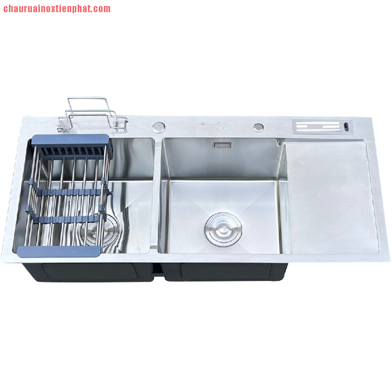 Chậu Rửa Bát 2 Hố Cân Có Bàn,Cài Dao Thớt H10045-CD