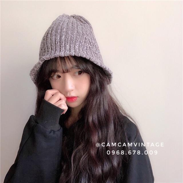 MŨ BUCKET NÓN BUCKET ULZZANG LEN DỆT KIM SIÊU MỀM MỊN