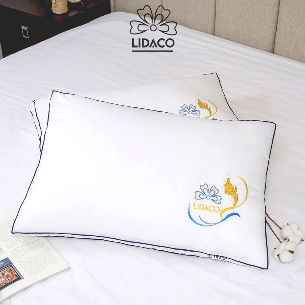 Ruột Gối Lông Vũ Nhân Tạo Microfiber Lidaco Vỏ Cotton 100 Tiêu Chuẩn 5 Sao - Ruột Gối Nằm Size 45X65Cm