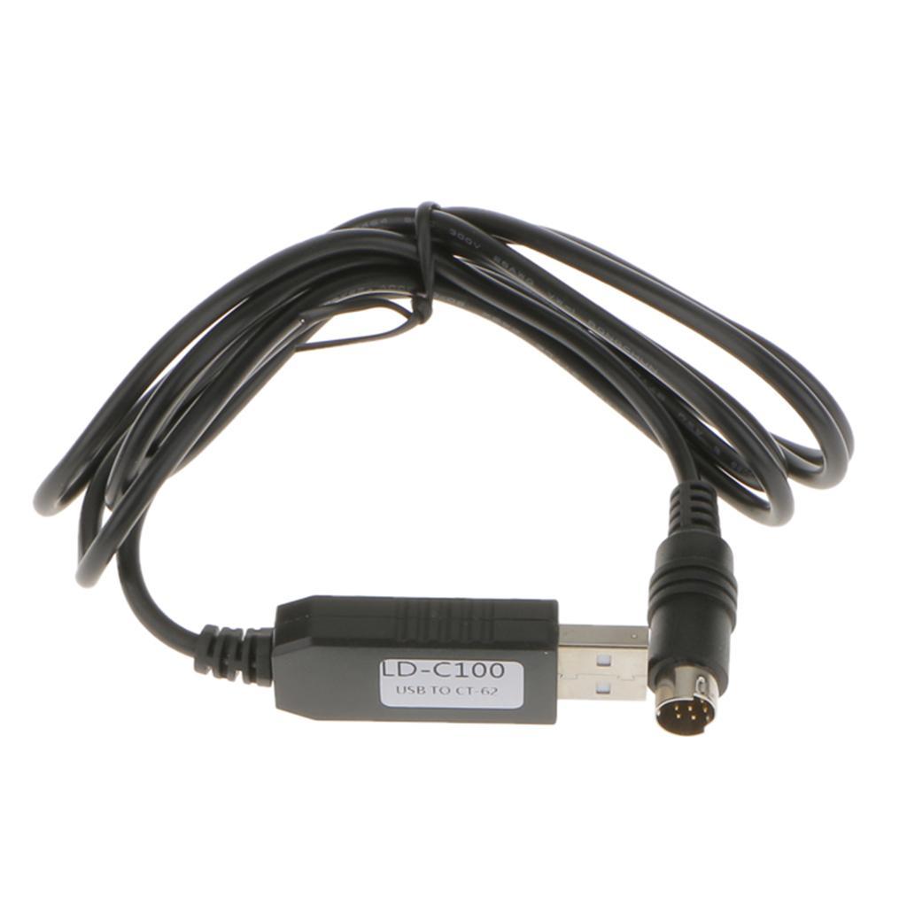 USB CT-62 CAT Programming Cable for Yaesu FT-100, FT-817, FT-857, FT-897 Radios, LED Data Lights, Mini DIN 8