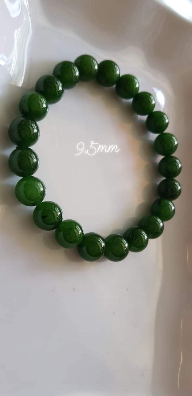 Vòng tay Ngọc Jade Xanh Ngọc Bích 9,5mm Chất đẹp hợp Nữ mạng Mộc Hỏa Thủy ạ