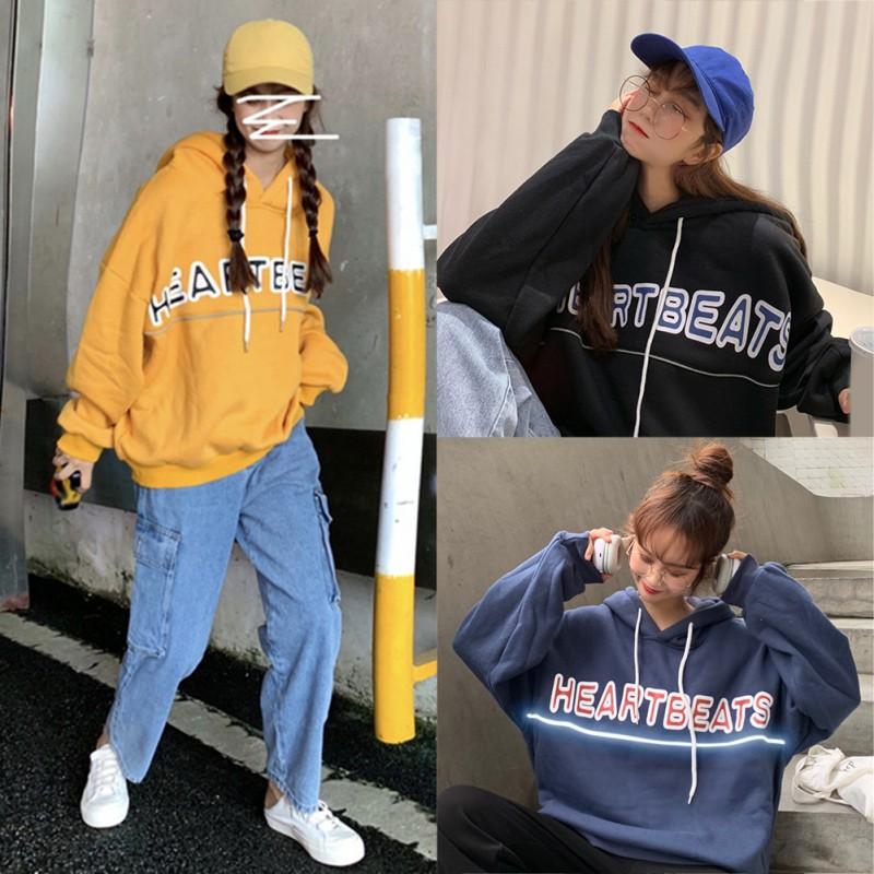 Áo hoodie Hàn Quốc phản quang in chữ