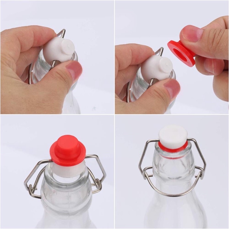 Chai Thuỷ Tinh Tròn Đựng Mật Ong, Rượu, Detox, Đồ Uống 500ml ~ 1000ml Nắp Cài Kín Hơi