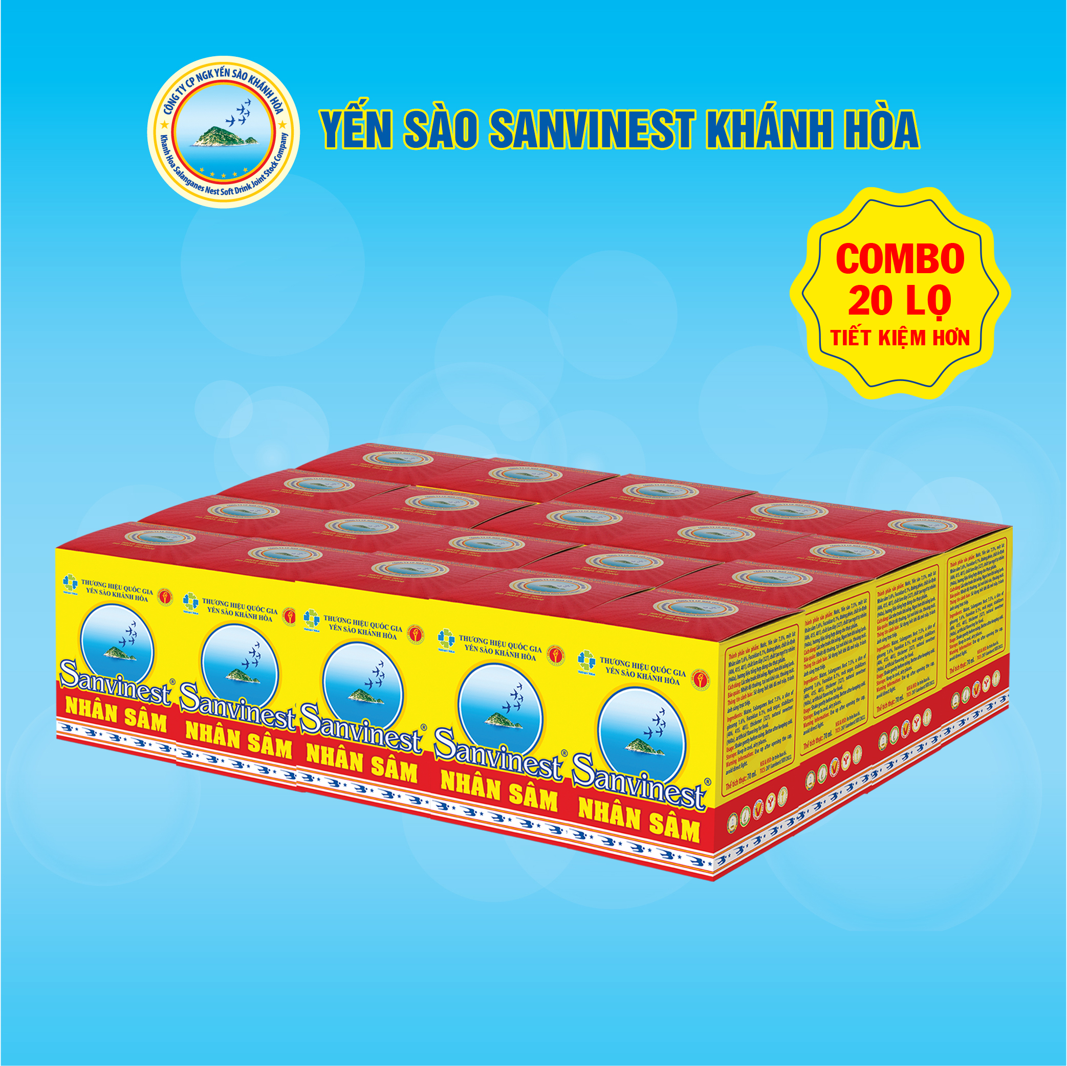 [Combo 20 lọ] Nước Yến sào Sanvinest Khánh Hòa Fucoidan Nhân sâm - 207