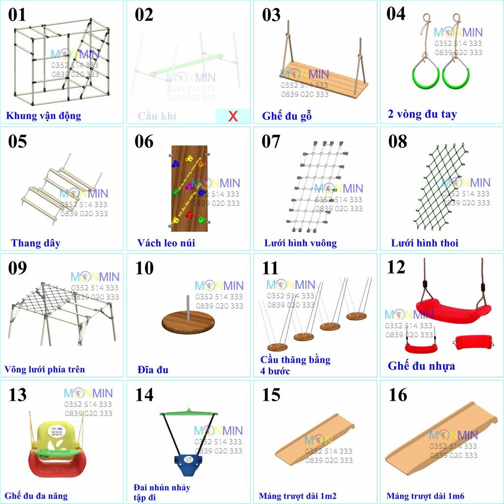 Xà đu đa năng - Khung vận động cho bé - Hình hộp chữ nhật 1.3m