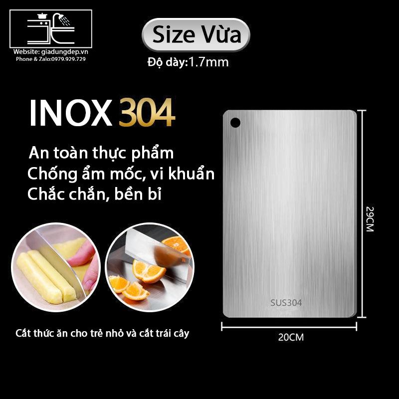 Thớt inox 304-Kim Loại kháng khuẩn cao cấp , chống ẩm mốc độc hại, vệ sinh dễ dàng, cường lực không mùn gỗ, an toàn A17